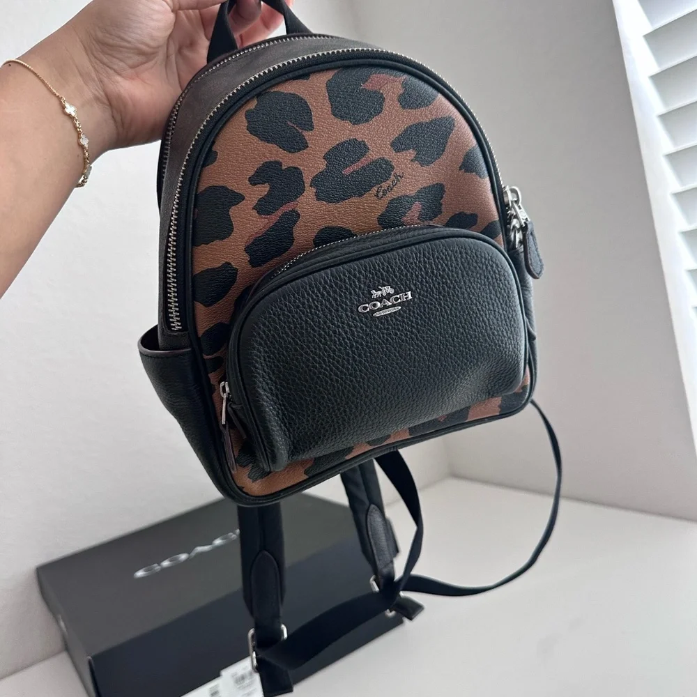 Coach Leopard Print mini Court Backpack - Picture 2 of 5